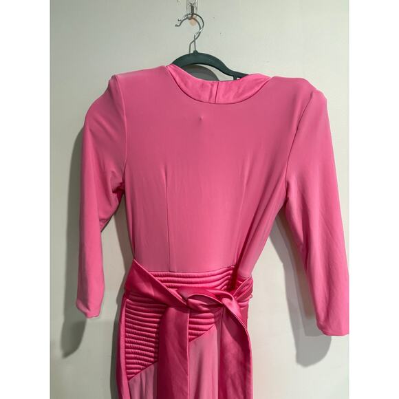 NWT Zhivago Idunn Jersey Surplice V-Neck Flare Leg Jumpsuit Pink Women's US 6 - Picture 6 of 8